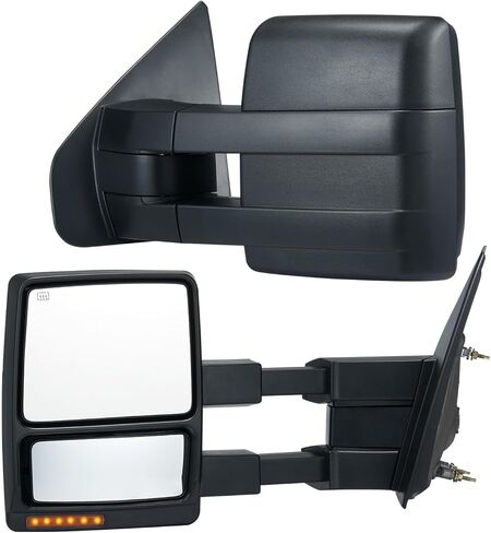 مرايا القطر Vevor تتناسب مع 2004-2014 Ford F150 ، Power LED LED مدفأة الإشارة بركة مرايا القطر الخفيفة يدويًا يسيطر على التلسكوب الأسود القابل للطي in Kuwait