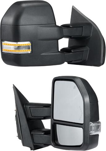 مرايا القطر Vevor تتناسب مع 2004-2014 Ford F150 ، Power LED LED مدفأة الإشارة بركة مرايا القطر الخفيفة يدويًا يسيطر على التلسكوب الأسود القابل للطي in Saudi Arabia