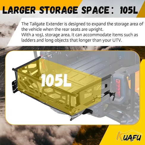 Kuafu UTV السرير موسع متوافق مع 2016-2024 هوندا بايونير 700-4 1000-5 البوابة بوابة بوابة الشحن الأسود in Saudi Arabia