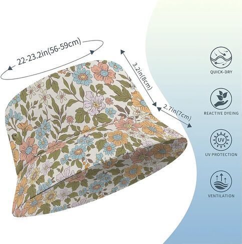 Wildflowers Floral Bucket Hat for Men Women, Summer Vacation Outdoor Travel Reversible Double Side Beach Caps Fisherman Hat in Kuwait
