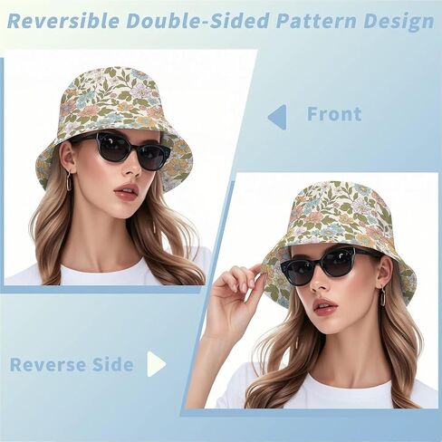 Wildflowers Floral Bucket Hat for Men Women, Summer Vacation Outdoor Travel Reversible Double Side Beach Caps Fisherman Hat in Kuwait