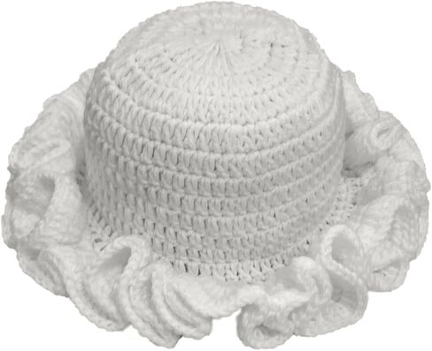 Crochet Hat Knitted Bucket Hats Solid Color Fashion Ruffled Brim Floopy Bucket Hat for Women in Kuwait