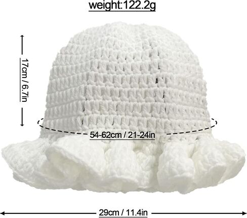 Crochet Hat Knitted Bucket Hats Solid Color Fashion Ruffled Brim Floopy Bucket Hat for Women in Kuwait