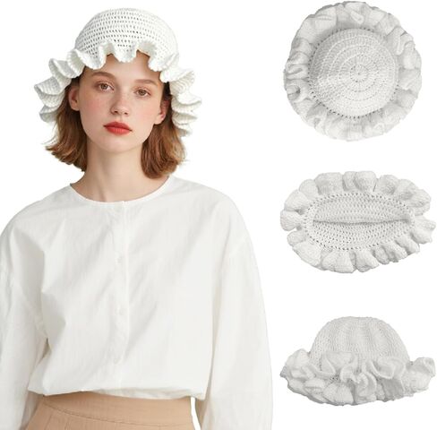 Crochet Hat Knitted Bucket Hats Solid Color Fashion Ruffled Brim Floopy Bucket Hat for Women in Kuwait