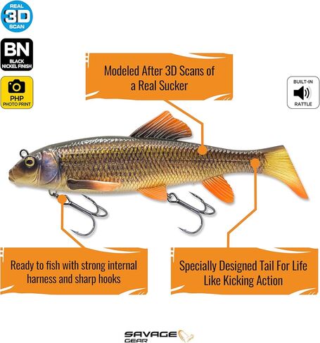 Savage Gear 3D Sucker Freshwater Fishing Lure, Black, 12in, Perfect for Musky, Pike, and Walleye in Kuwait