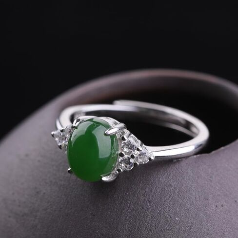 14K Gold over S925 Real Natural Jade Adjustable Ring, Vintage Style with Moissanite, Delicate Jade Jewelry Gift for Wife's Grace in Saudi Arabia