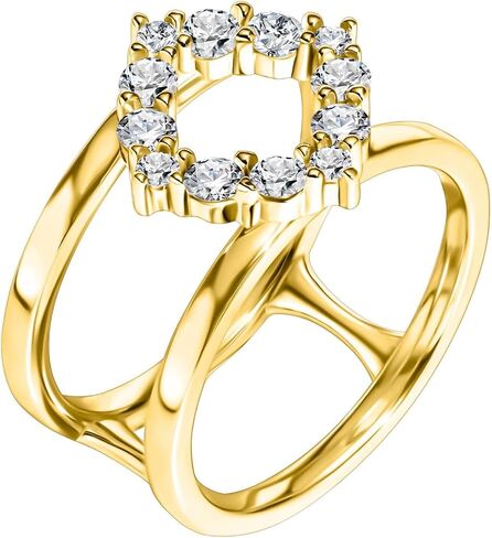 18K White/Yellow Gold Plated Silver Ring With 0.60 Cttw Lab Grown Diamond/Moissanite, Ring For Women, Gift For Her Jewelry For Women Comes With Gift Box in Kuwait