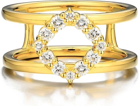 18K White/Yellow Gold Plated Silver Ring With 0.60 Cttw Lab Grown Diamond/Moissanite, Ring For Women, Gift For Her Jewelry For Women Comes With Gift Box in Kuwait