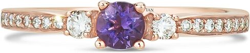LeVian 14K Rose or White Gold, Round Gemstone & 1/6 Cttw Diamond Three Stone Ring (H-I Color, VS2-SI1 Clarity) - Choice of Stone Color in Saudi Arabia