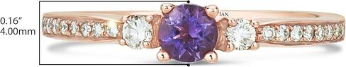 LeVian 14K Rose or White Gold, Round Gemstone & 1/6 Cttw Diamond Three Stone Ring (H-I Color, VS2-SI1 Clarity) - Choice of Stone Color in Saudi Arabia