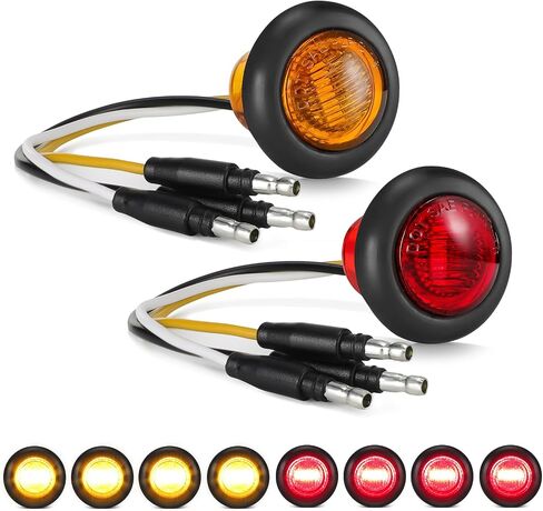 Partsam 3/4 بوصة مزدوجة وظيفة LED مصابيح LED - strobe + علامة ، [DOT معتمد] 12V إزالة الجانبية المقاومة للماء/انعطاف مصابيح الإشارة للمقطورات والشاحنات ، الشاحنات ، RVS ، ATV والحافلات (5pcs Amber + 5pcs Red) in Saudi Arabia