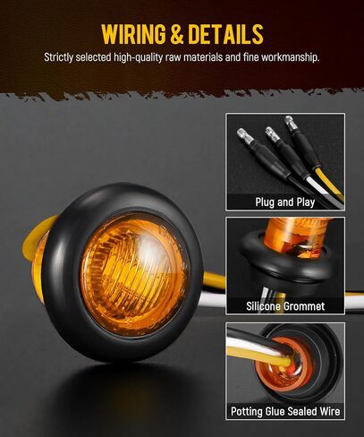 Partsam 3/4 بوصة مزدوجة وظيفة LED مصابيح LED - strobe + علامة ، [DOT معتمد] 12V إزالة الجانبية المقاومة للماء/انعطاف مصابيح الإشارة للمقطورات والشاحنات ، الشاحنات ، RVS ، ATV والحافلات (5pcs Amber + 5pcs Red) in Saudi Arabia