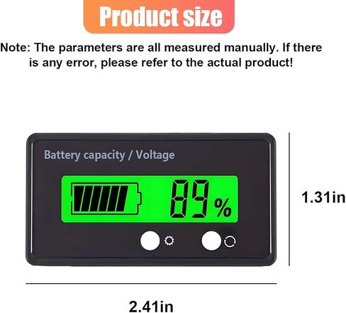 12V 24V 48V 60V 72V GOLF CART CARTATION مؤشر سعة بطارية مع التنبيه ، مقياس شاشة الجهد الرقمي ، شاشة LCD Voltmeter TESTER لبطاريات الليثيوم وبطاريات الرصاص الحشوية (الأخضر) in Kuwait