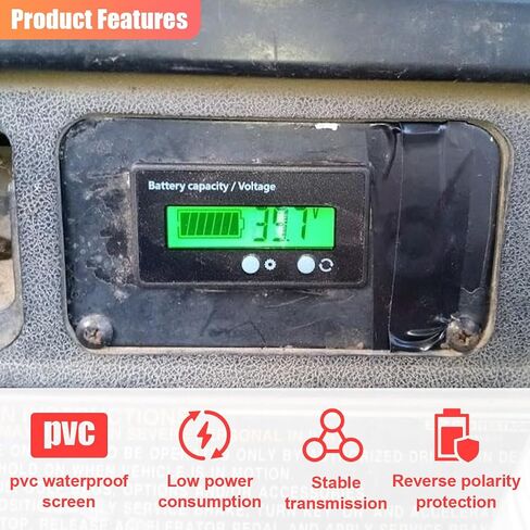 12V 24V 48V 60V 72V GOLF CART CARTATION مؤشر سعة بطارية مع التنبيه ، مقياس شاشة الجهد الرقمي ، شاشة LCD Voltmeter TESTER لبطاريات الليثيوم وبطاريات الرصاص الحشوية (الأخضر) in Kuwait