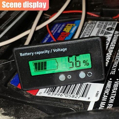 12V 24V 48V 60V 72V GOLF CART CARTATION مؤشر سعة بطارية مع التنبيه ، مقياس شاشة الجهد الرقمي ، شاشة LCD Voltmeter TESTER لبطاريات الليثيوم وبطاريات الرصاص الحشوية (الأخضر) in Kuwait