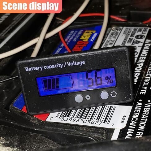 12V 24V 48V 60V 72V Golf Cart Battery Capacity Indicator with Alarm, Digital Battery Voltage Monitor Gauge, LCD Display Voltmeter Tester for Lithium Batteries&Lead-Acid Batteries (Green) in Saudi Arabia
