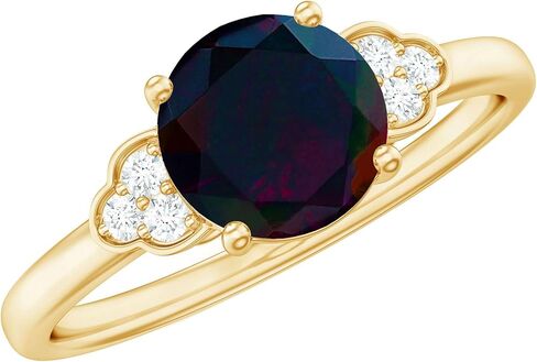 خاتم خطوبة أسود حقيقي 6 مم ، جودة AAA ، حلقة Opal Diamond Solitaire - مثالية للهدية in Saudi Arabia