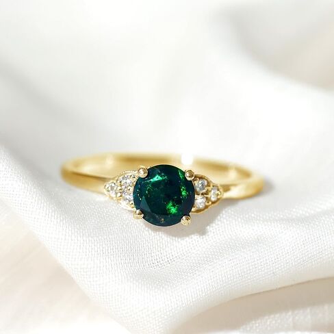 خاتم خطوبة أسود حقيقي 6 مم ، جودة AAA ، حلقة Opal Diamond Solitaire - مثالية للهدية in Saudi Arabia