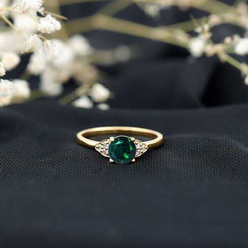 خاتم خطوبة أسود حقيقي 6 مم ، جودة AAA ، حلقة Opal Diamond Solitaire - مثالية للهدية in Saudi Arabia