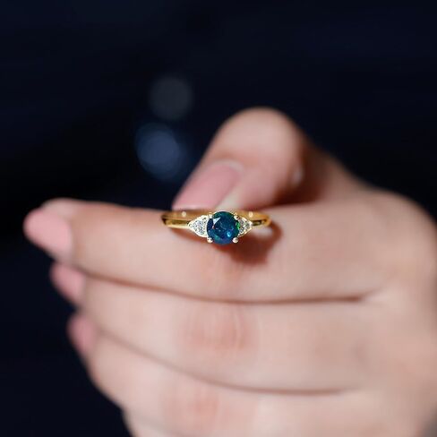 خاتم خطوبة أسود حقيقي 6 مم ، جودة AAA ، حلقة Opal Diamond Solitaire - مثالية للهدية in Saudi Arabia