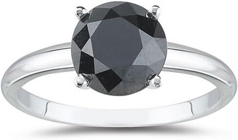 1/2-10 قيراط إجمالي الوزن جولة 14K أبيض الذهب خاتم الماس الأسود (جودة AAA in Kuwait