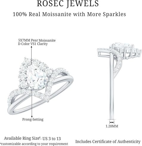 خاتم خطوبة مصمم مصمم مويساني معتمد للنساء ، 1.50 CT ، D-VS1 جودة in Saudi Arabia