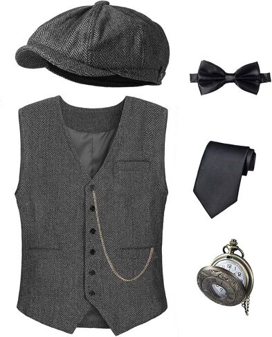 زي الأطفال في 1920 للأولاد السترة قبعة الجيب ملحقات مجموعة مجموعة تأثيري 2-14 سنة in Kuwait