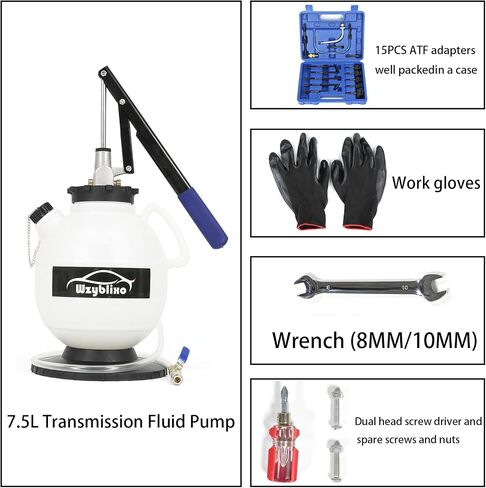 7.5L Transmission Fluid Pump Kit with 15 ATF Adapters, 2 Gallon Manual ATF Refill Kit,Transmission Fluid Transfer Pump (Blue) in Saudi Arabia