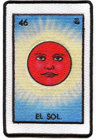 El Sol 46 Patch Sun Mexican Loteria Card Sublimated Embroidery Iron On in Saudi Arabia