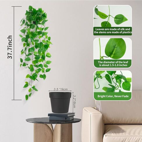Fake Hanging Plants for Room Decor,1pcs Artificial Potted Plants Vines for Wall Home Office Aesthetic Living Kitchen Bathroom Coffee Table Shelf Indoor Outdoor Farmhouse Patio Decorations in Saudi Arabia