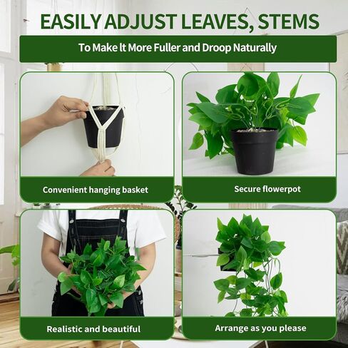 Fake Hanging Plants for Room Decor,1pcs Artificial Potted Plants Vines for Wall Home Office Aesthetic Living Kitchen Bathroom Coffee Table Shelf Indoor Outdoor Farmhouse Patio Decorations in Saudi Arabia