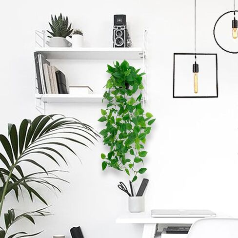 Fake Hanging Plants for Room Decor,1pcs Artificial Potted Plants Vines for Wall Home Office Aesthetic Living Kitchen Bathroom Coffee Table Shelf Indoor Outdoor Farmhouse Patio Decorations in Saudi Arabia