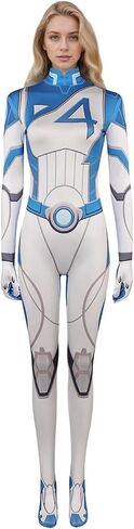 Invisible Woman Cosplay Costume Susan Storm Cosplay Strategist Hero Jumpsuit Outfits Blue One-Piece Halloween Dress in Saudi Arabia