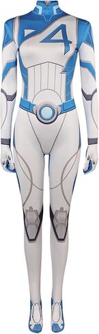 Invisible Woman Cosplay Costume Susan Storm Cosplay Strategist Hero Jumpsuit Outfits Blue One-Piece Halloween Dress in Saudi Arabia