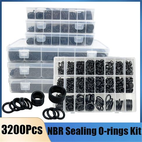 Rubber O-Ring Sealing Washer Plumbing Gasket Oil Resistant Automobile Plumbing Faucet Water Repair Black NBR Seal O-Ring(3200pcs 1set) in Saudi Arabia