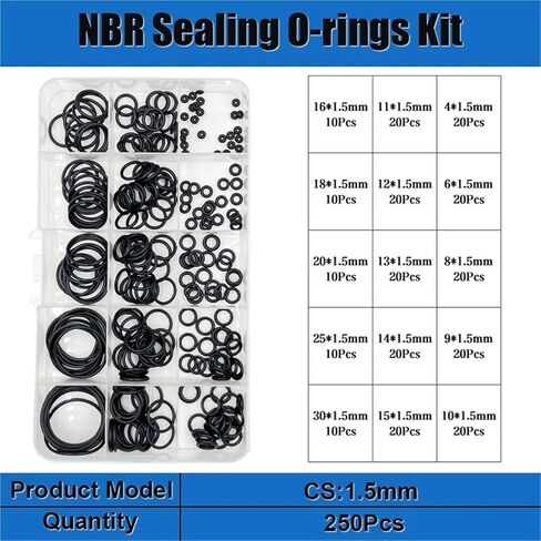 مطاط O-Ring ختم غسالة غسالة الحشية مقاومة الزيت مقاوم للزيت من الصنبور إصلاح المياه السوداء NBR الختم O (3200pcs 1set) in Kuwait