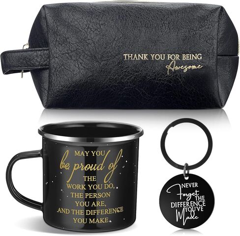 3 Pcs Thank You Gift for Men, Fathers Day Gift Set, Leather Toiletry Bag 12 oz Inspirational Enamel Mug Motivational Keychain May You Be Proud Sign Gift for Coach Men Teacher Male Staff Dad in Saudi Arabia