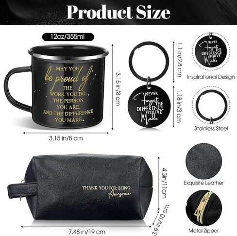 3 Pcs Thank You Gift for Men, Fathers Day Gift Set, Leather Toiletry Bag 12 oz Inspirational Enamel Mug Motivational Keychain May You Be Proud Sign Gift for Coach Men Teacher Male Staff Dad in Saudi Arabia