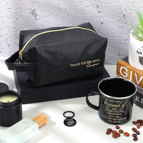 3 Pcs Thank You Gift for Men, Fathers Day Gift Set, Leather Toiletry Bag 12 oz Inspirational Enamel Mug Motivational Keychain May You Be Proud Sign Gift for Coach Men Teacher Male Staff Dad in Saudi Arabia