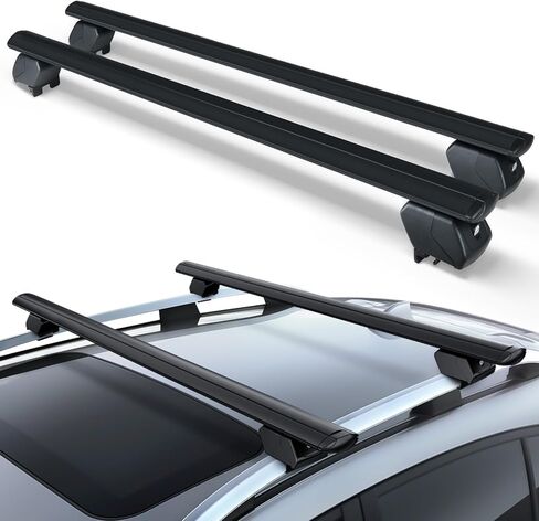 53 "Universal Roof Rack Cross Bars Hucked 300 LBS Cricsbatars متوافقة مع القضبان الجانبية المرتفعة والمرتفعة ، وتناسب معظم مركبات سيارات الدفع الرباعي ، وقفل القفل وقابل للضبط in Kuwait