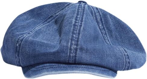 Women's Washed Denim Newsboy Cap Fashion Vintage 8 Panels Visor Beret Girls Octagonal Cap Painter Hat in Saudi Arabia