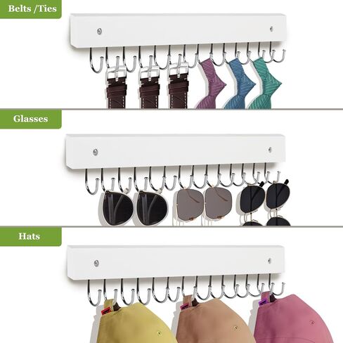 Necklace Holder Wall Mounted Jewelry Organizer - 2 Pack Wooden with 28 Hooks, Hanging Earring & Ring Bracelet Storage, Decorative Space-Saving Jewelry Display (White) in Saudi Arabia