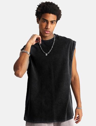 yimoon mens cotton cotton incluot tops accless acid wash tshirts قطعت قمصان العضلات in Kuwait