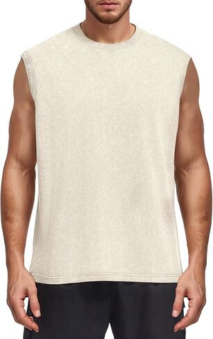 yimoon mens cotton cotton incluot tops accless acid wash tshirts قطعت قمصان العضلات in Kuwait