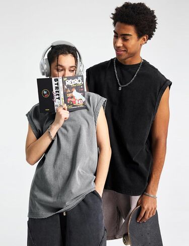 yimoon mens cotton cotton incluot tops accless acid wash tshirts قطعت قمصان العضلات in Kuwait