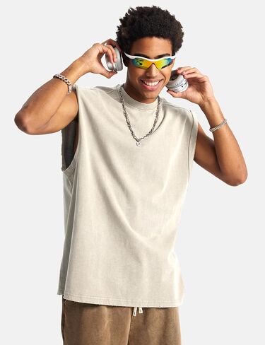 yimoon mens cotton cotton incluot tops accless acid wash tshirts قطعت قمصان العضلات in Kuwait