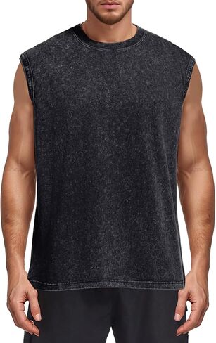 yimoon mens cotton cotton incluot tops accless acid wash tshirts قطعت قمصان العضلات in Kuwait