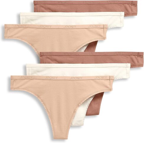 Jockey Women's Intelder Cotton Stretch Logo Thong - 6 Pack in Saudi Arabia