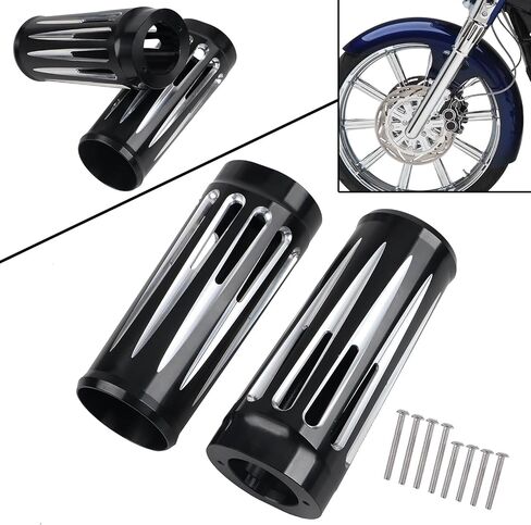 2 "تمديد الألومنيوم CNC Cut Fork Cans Boots Cover Chrome لـ Harley Touring Electra Glide Road King Street Gide Glide 1984-2013 in Kuwait