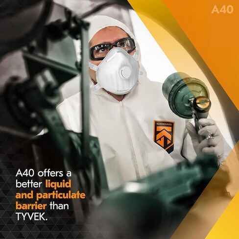 Kleenguard A40 Coveralls Liquid & Mission Protection Coveralls مع غطاء محرك السيارة (44325) ، أمامي الرمز البريدي ، المعصمين المرن والكاحلين (EWA) ، أبيض ، 2x-large ، 25 ملابس / حالة in Saudi Arabia